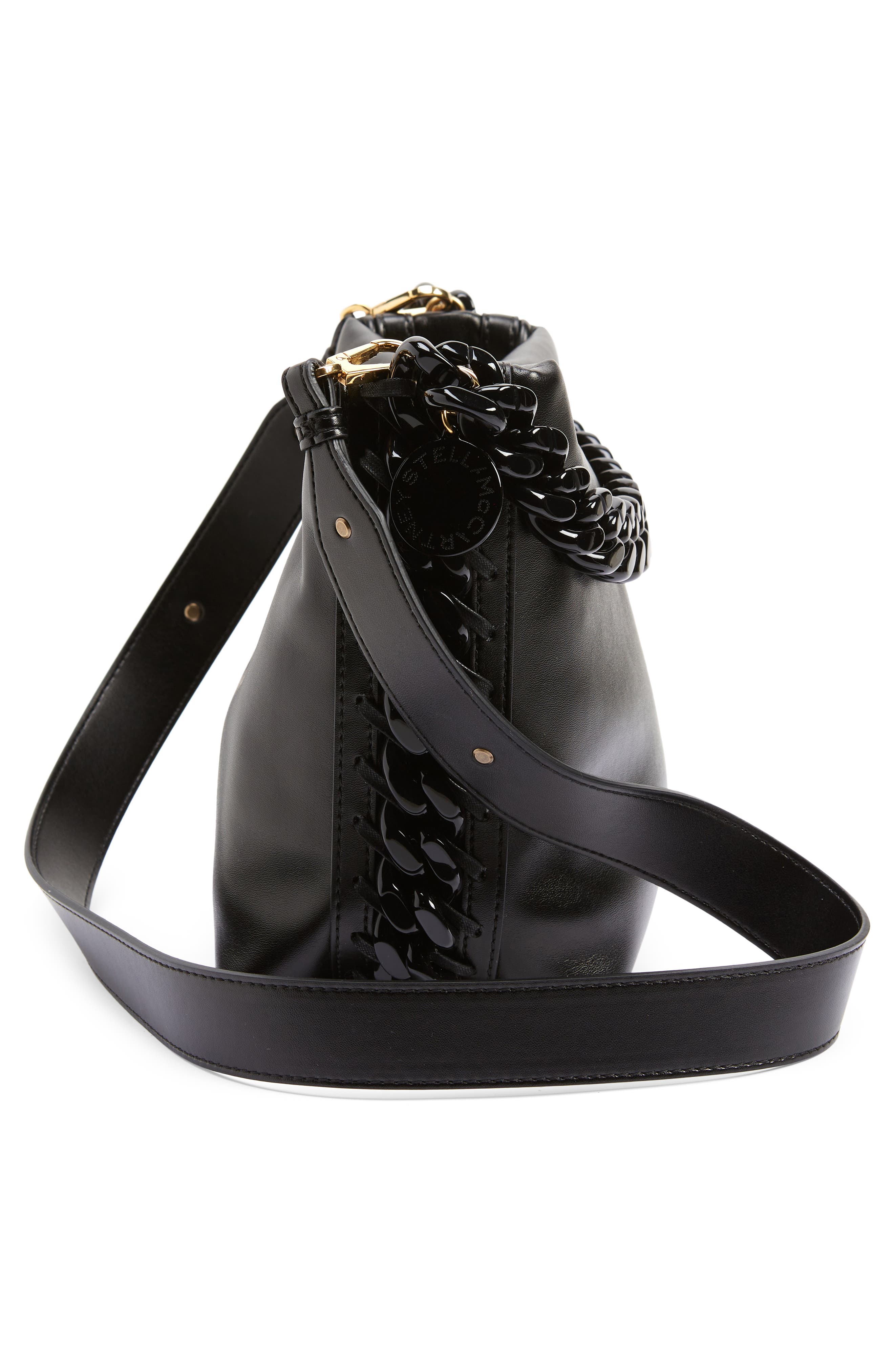 Stella McCartney Frayme Puffy Faux Leather Bucket Bag, Alternate, color, 