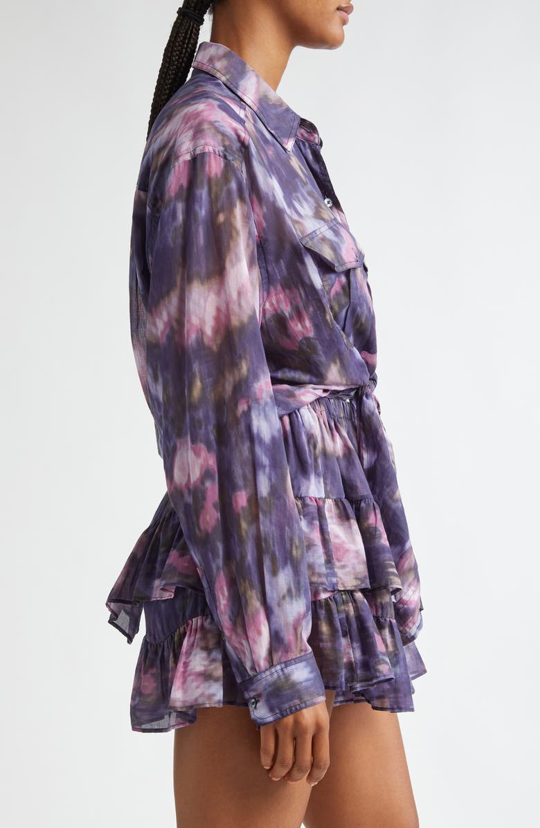 Isabel Marant Étoile Nath Tie Dye Cotton Button-Up Shirt, Alternate, color, Purple/ Lilac