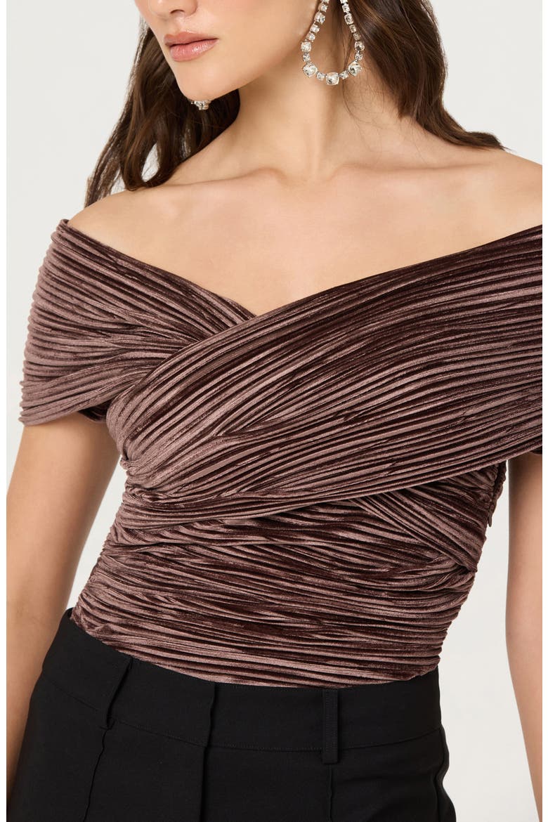 Mallina Off the Shoulder Top, Alternate, color, MUSHROOM