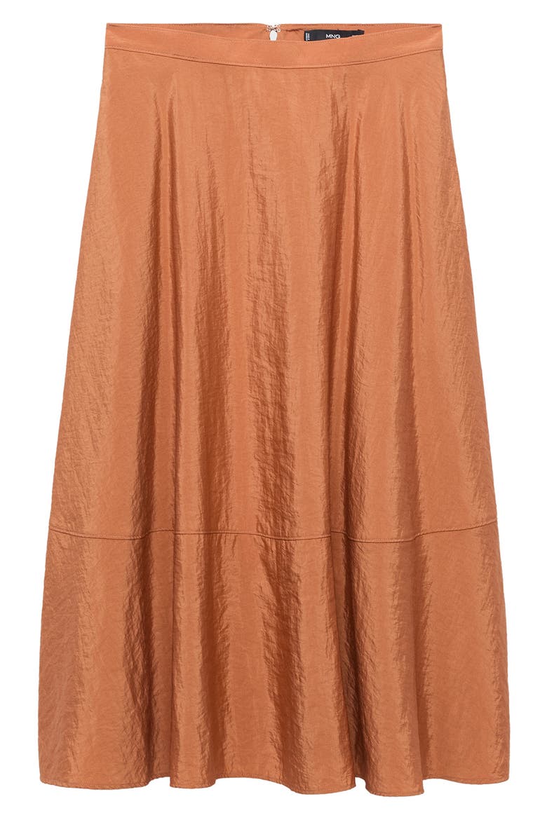 Satin Midi Skirt, Alternate, color, CARAMEL