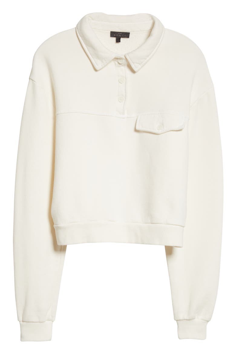 Cotton French Terry Polo Sweatshirt, Alternate, color, LIGHT SHELL