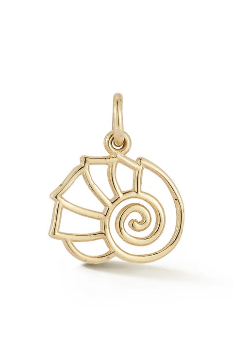 14K Gold Shell Charm