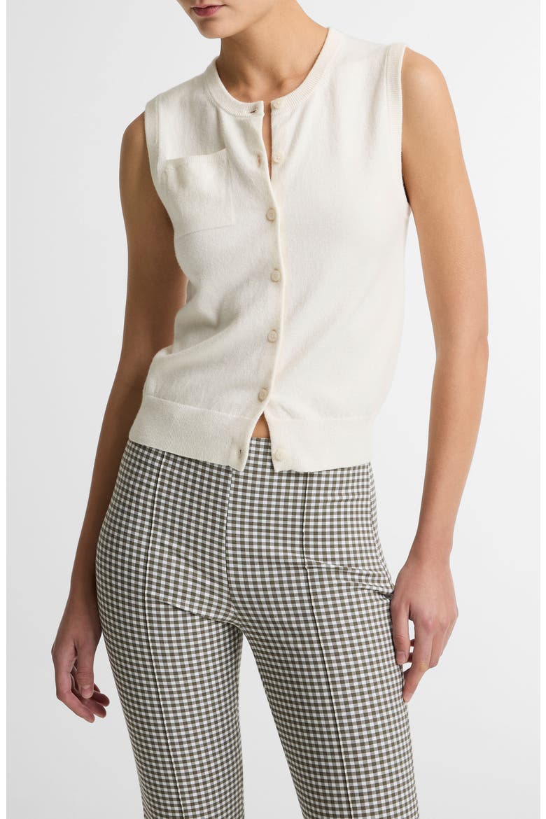 Button Front Sweater Vest, Main, color, OFF WHITE