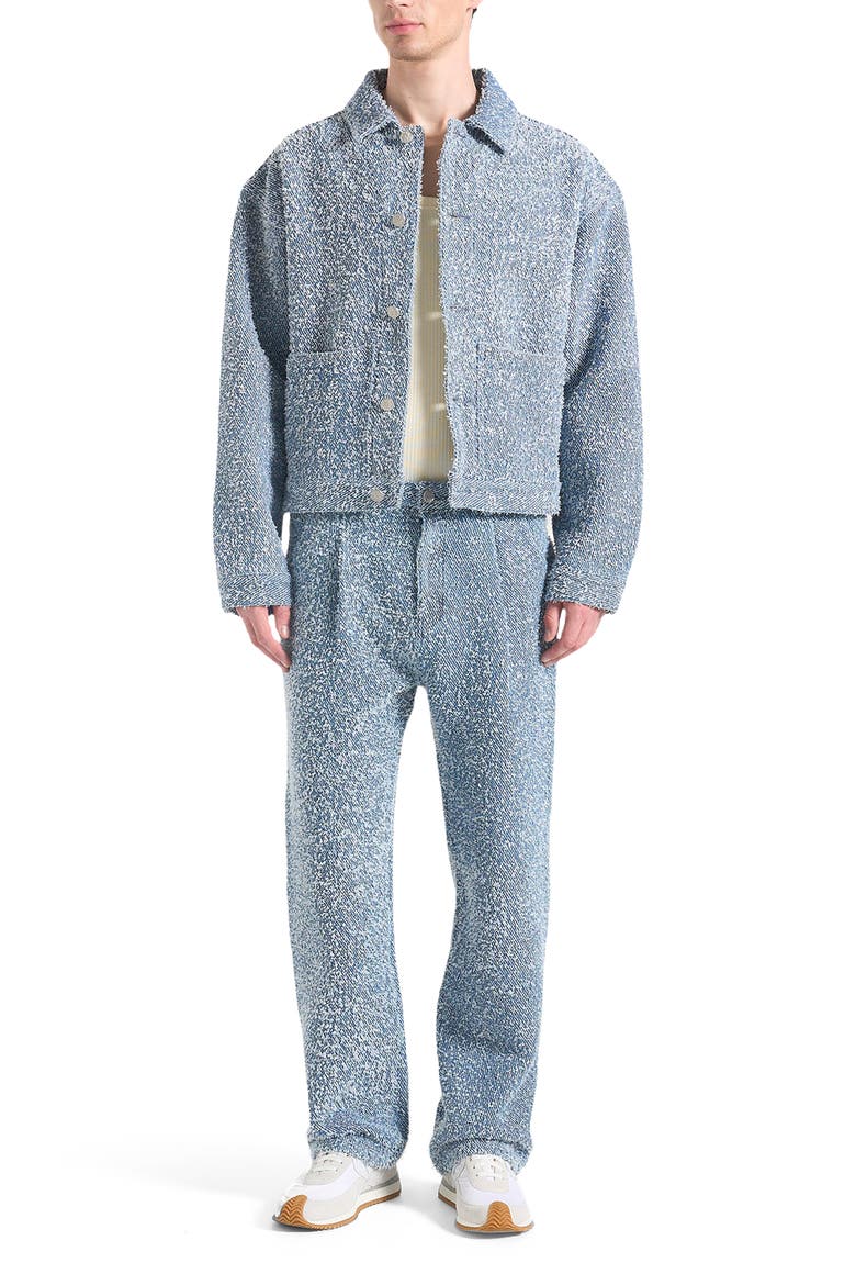 Arnault Boucle Pleated Jeans, Alternate, color, Blue
