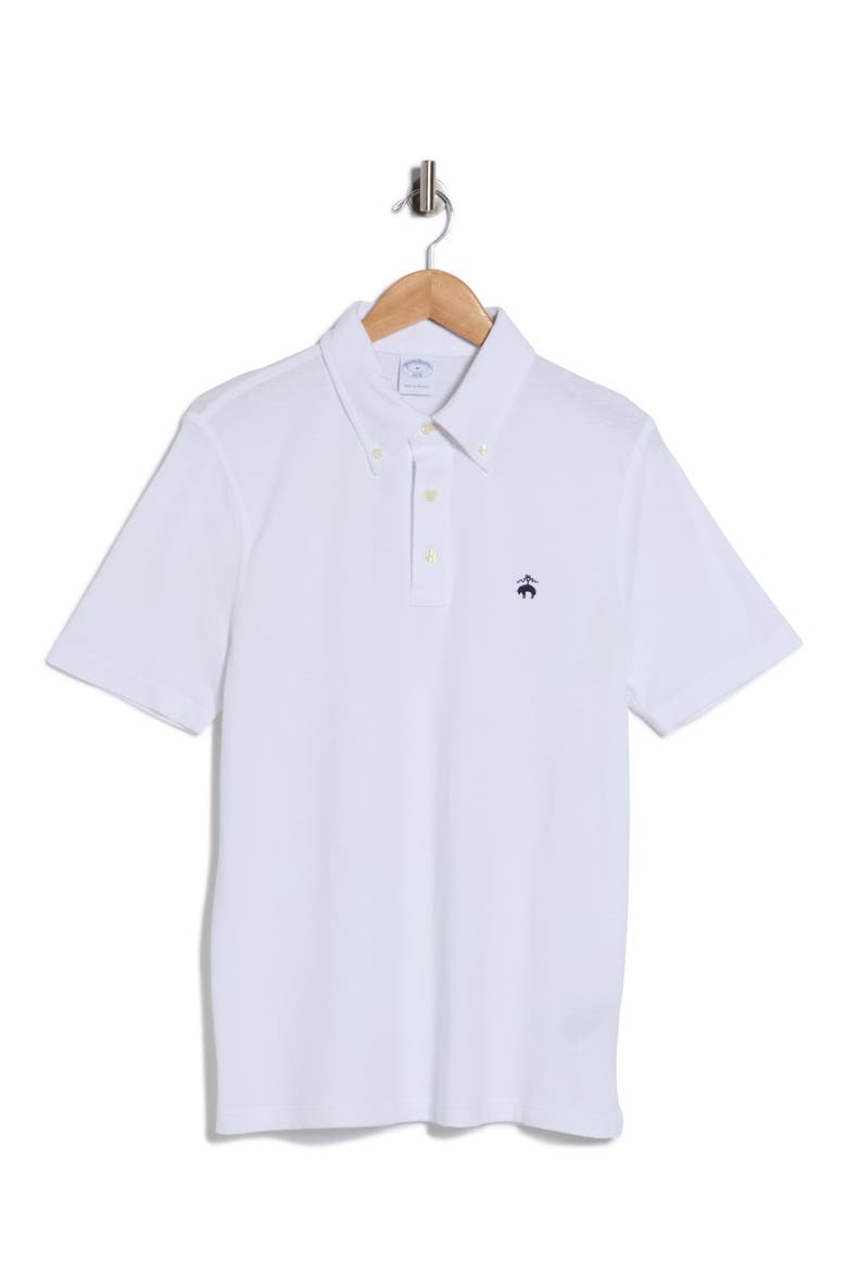 Cotton & Linen Blend Oxford Piqué Knit Polo, Alternate, color, WHITE