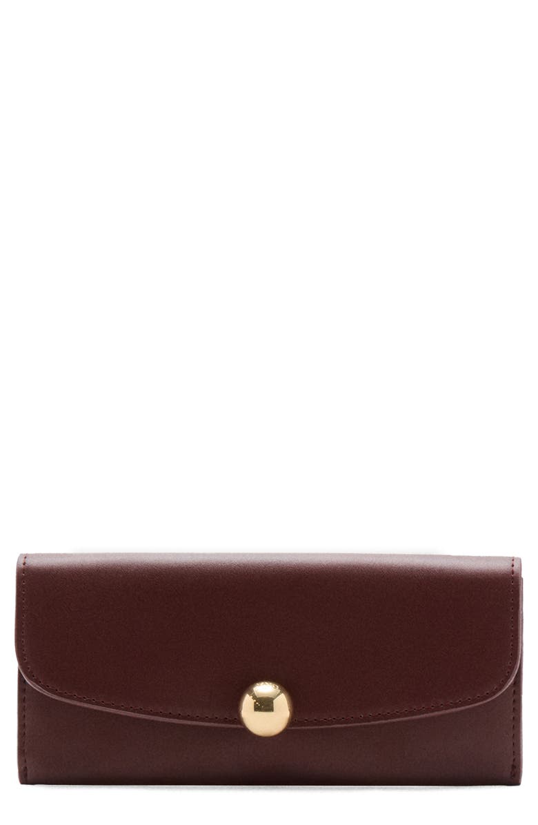 MANGO Faux Leather Flap Wallet, Main, color, Burgundy