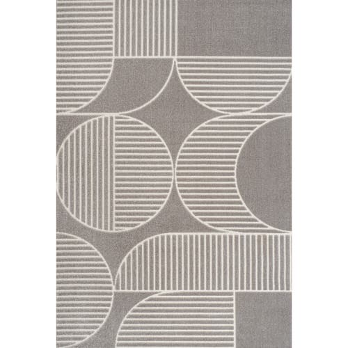 Jonathan Y Nordby High-low Geometric Arch Scandi Striped Indoor/outdoor Area Rug In Gray/cream
