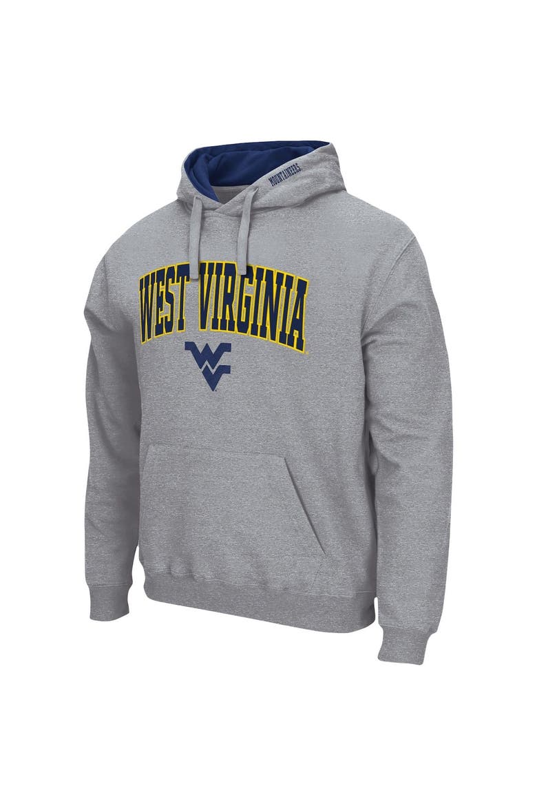 Men's Colosseum Heather Gray West Virginia Mountaineers Arch & Logo 3.0 Pullover Hoodie, Alternate, color, Heather Gray