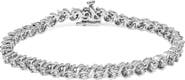Haus of Brilliance Silver 1/4 Cttw Diamond Station and S Link Bracelet