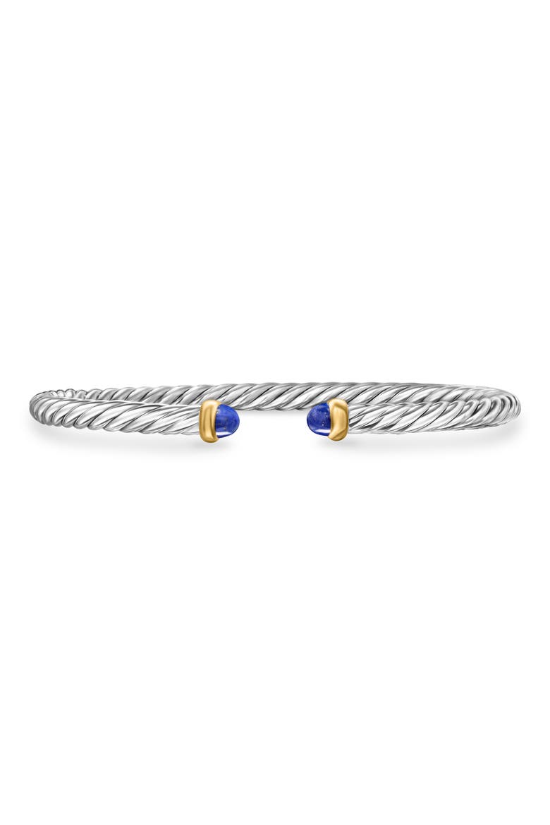 Cable Flex Bracelet in Sterling Silver with 14K Yellow Gold, 4mm, Main, color, STERLING SILVER/ GOLD/ LAPIS