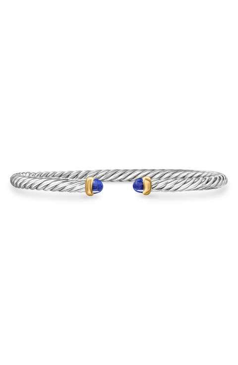 Cable Flex Bracelet in Sterling Silver with 14K Yellow Gold, 4mm