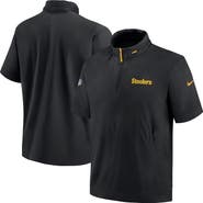 Nike Men's Nike Black Pittsburgh Steelers 2024 Sideline Coach Short Sleeve Half-Zip Hoodie Jacket