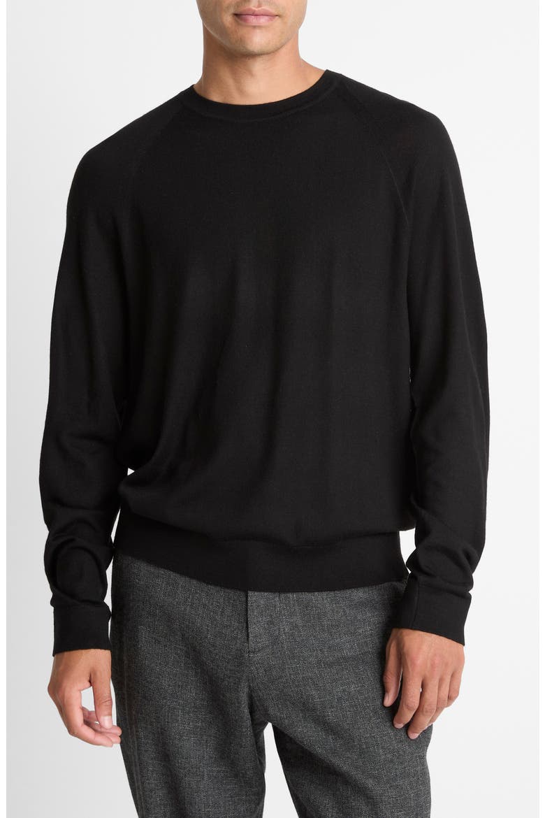 Merino Wool & Cashmere Crewneck Sweater, Main, color, BLACK