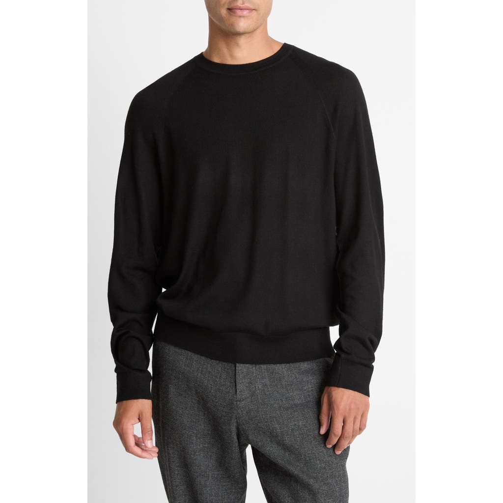 Vince Merino Wool & Cashmere Crewneck Sweater In Black