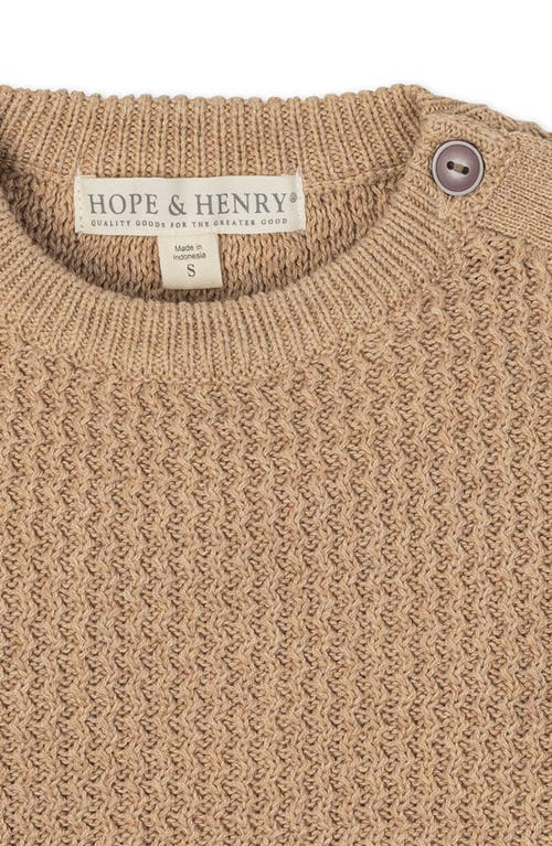 Hope & Henry Organic Long Sleeve Crewneck Sweater With Buttons In Brown
