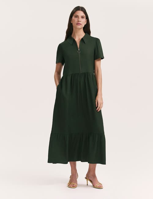 Finery London Orion Zip Front Midi Shirt Dress In Brown