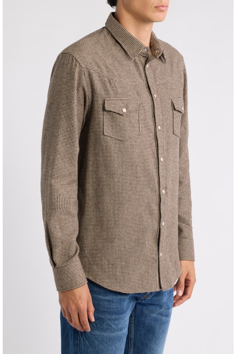 Long Sleeve Flannel Button Up Shirt, Alternate, color, FANCY BROWN