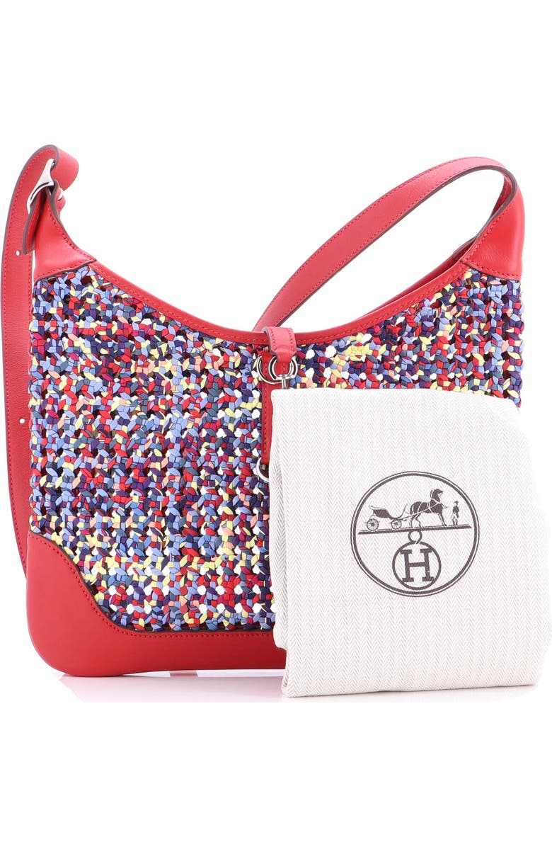 Pre-Owned Hermes Trim Duo Bag Printed Silk and Leather 31, Alternate, color, Rouge Vif