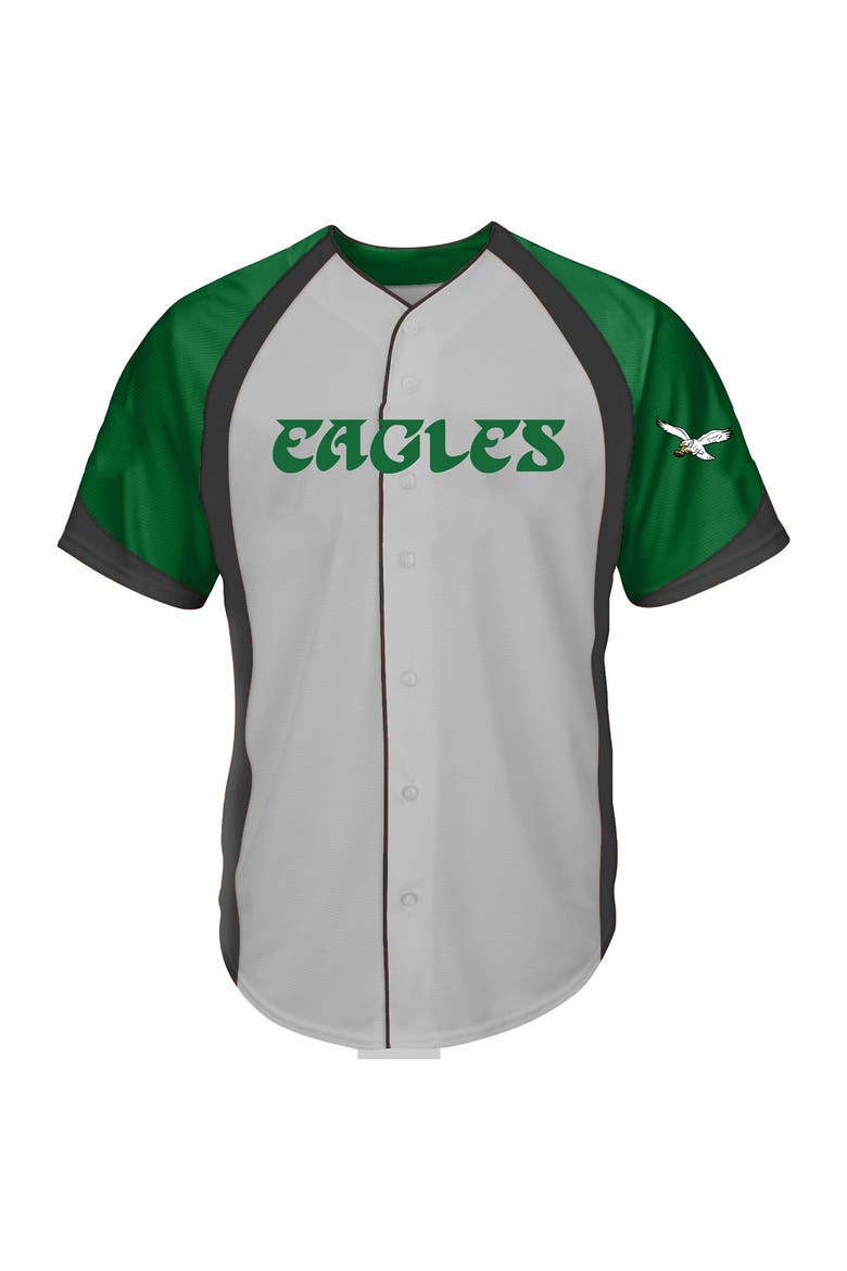 Men's Fanatics  Gray Philadelphia Eagles Big & Tall Button-Up Raglan Fashion Top, Main, color, Gray