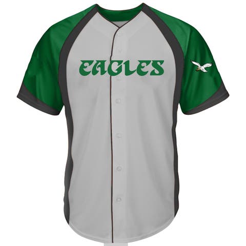 Men's Fanatics  Gray Philadelphia Eagles Big & Tall Button-Up Raglan Fashion Top
