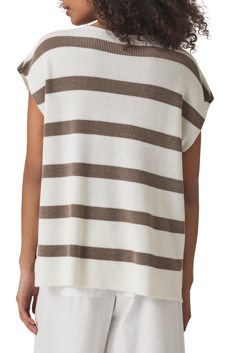 Splendid Octavia Stripe V-Neck Short Sleeve Sweater, Alternate, color, Pine Bark Strpe