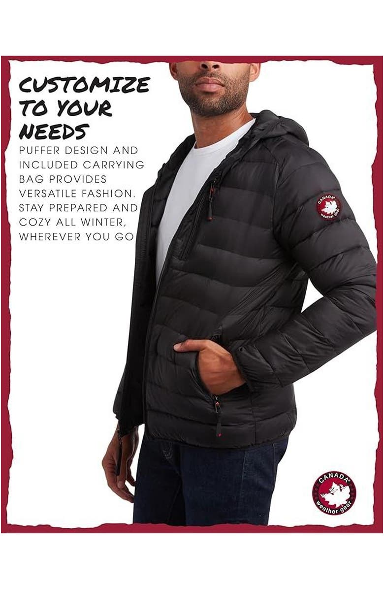 CANADA WEATHER GEAR Men
s Packable Puffer Bubble Coat, Alternate, color,