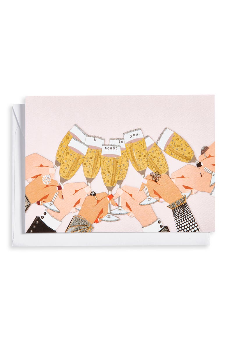 A Toast to You Greeting Card, Main, color, YELLOW MULTI