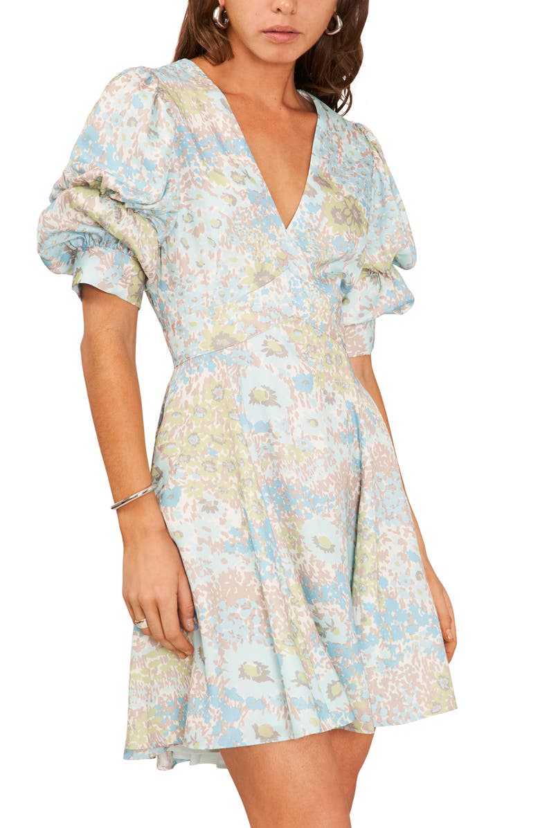 1.STATE Floral Tiered Puff Seeve Dress, Alternate, color, 