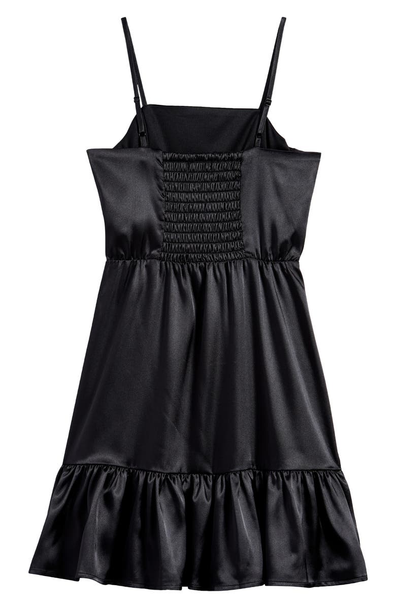 Ava & Yelly Kids' Ruffle Satin Party Dress, Alternate, color, Black