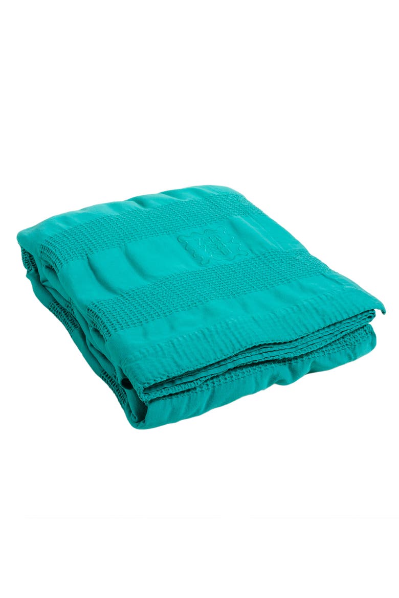 Braga Waffle King Size 100% Cotton Pique 94X87 In, Alternate, color, Medium Green