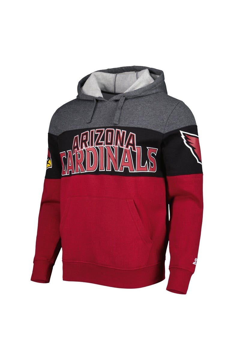 STARTER Men's Starter Heather Charcoal/Cardinal Arizona Cardinals Extreme Pullover Hoodie, Alternate, color, Heather Gray