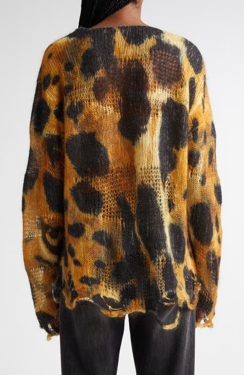 R13 Distressed Leopard Print Boyfriend Sweater In Leopard