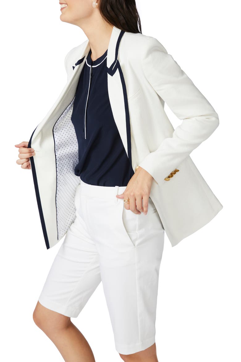 Contrast Collar Linen Blend Blazer, Alternate, color, SOFT ECRU