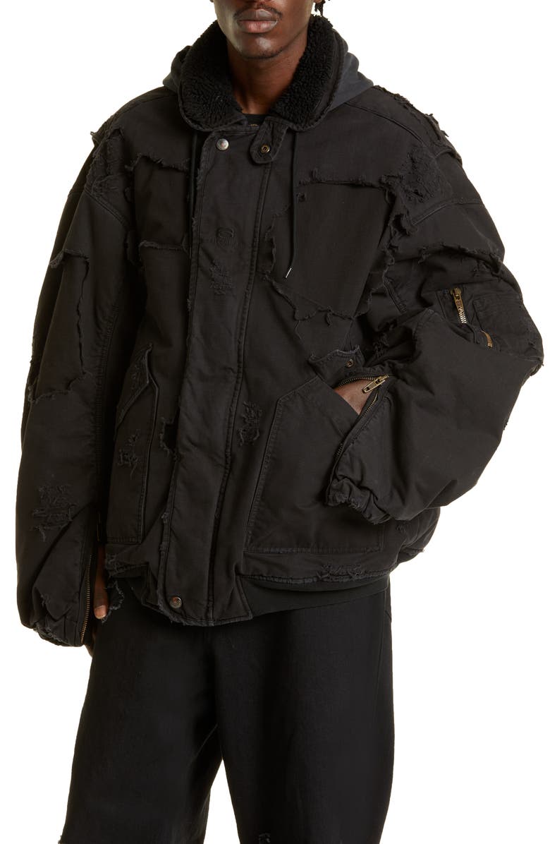 Balenciaga Unity Destroyed Bomber Jacket, Alternate, color, 