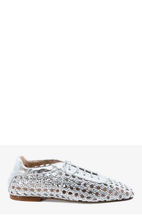 Antonia Woven Leather Flat