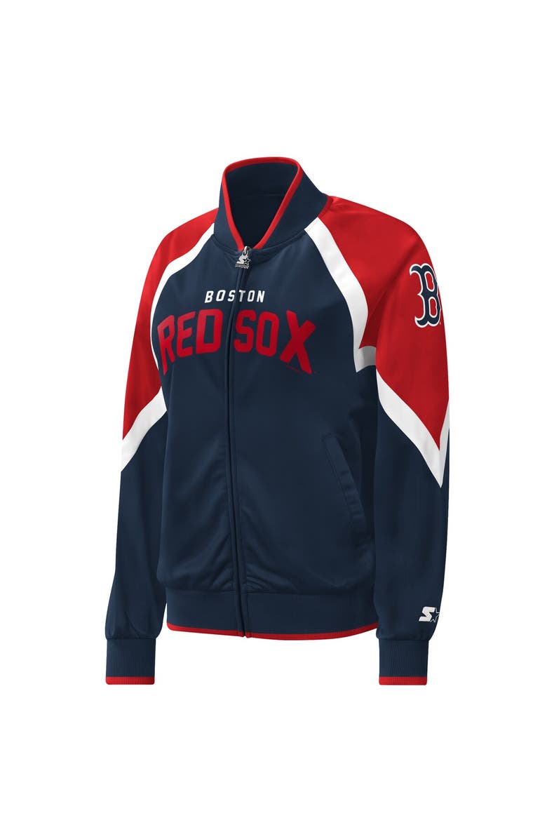 STARTER Women's Starter Navy Boston Red Sox Touchdown Raglan Full-Zip Track Jacket, Alternate, color, 