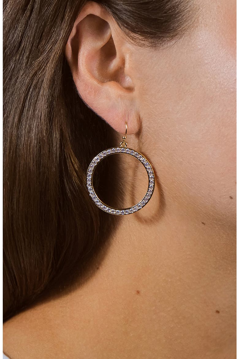 Della Cubic Zirconia Circle Drop Earrings, Alternate, color, GOLD