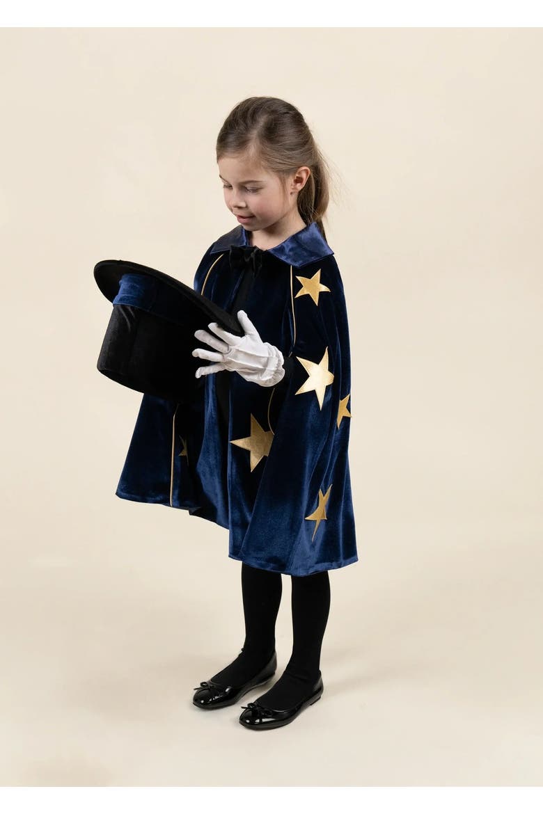 Wizard Cape Play Costume with Hat & Gloves, Alternate, color, Black
