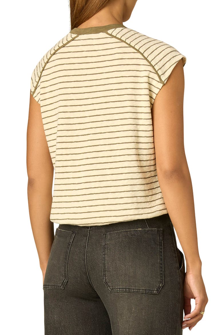 Stripe Scoop Neck Knit Top, Alternate, color, IVORY/ OLIVE