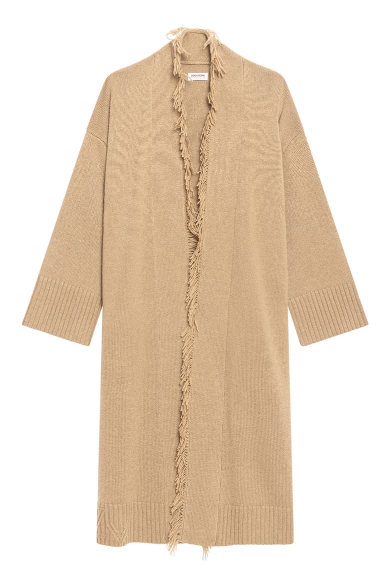 Camy Longline Fringe Cardigan, Alternate, color, CAMEL