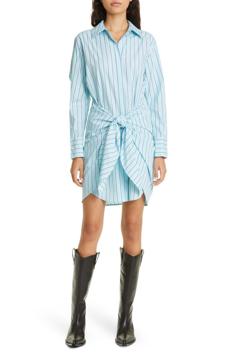 Derek Lam 10 Crosby Stripe Tie Waist Long Sleeve Cotton Shirtdress, Main, color, 
