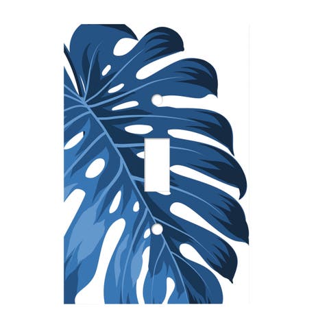 Blue Monstera Single Toggle Switchplate Cover