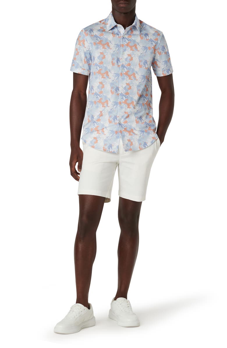 Bugatchi Miles OoohCotton<sup>®</sup> Short Sleeve Button-Up Shirt, Alternate, color, 