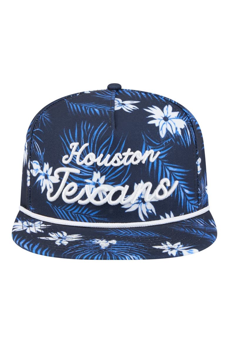 Men's New Era  Navy Houston Texans Palm Print A-Frame 9FIFTY Snapback Hat, Alternate, color, Navy