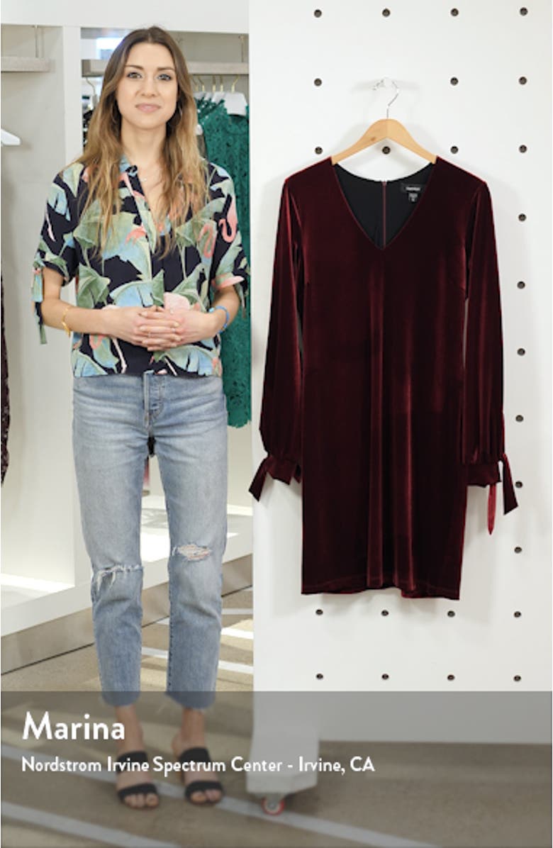 Velvet Tie Sleeve Dress, sales video thumbnail