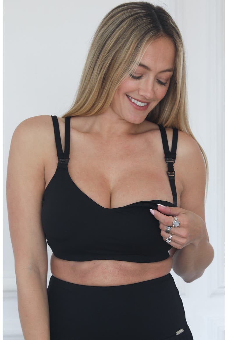 Emily Medium Support Nursing and Pumping Sports Bra, Alternate, color, Black