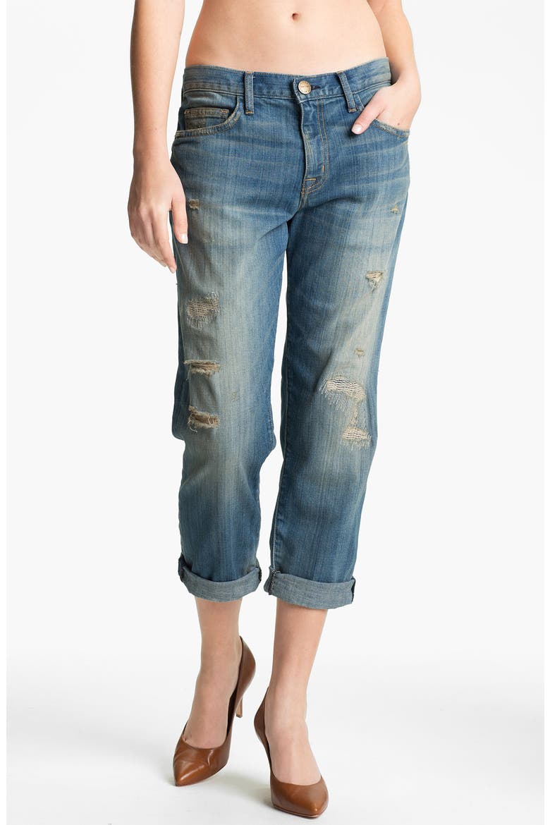 'The Boyfriend Jean' Stretch Jeans, Main, color, PANHANDLE WITH REPAIR