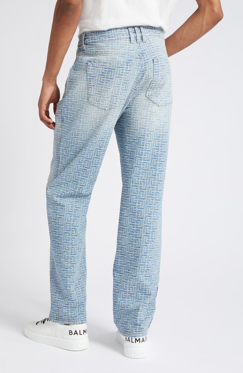 Balmain Jacquard Monogram Straight Leg Jeans, Alternate, color,