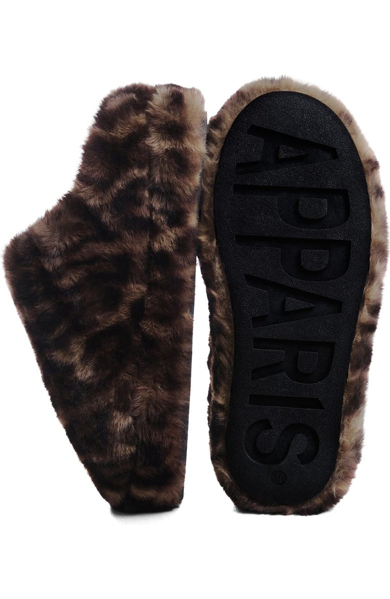Apparis Magda Faux Fur Slipper, Alternate, color, Leopard
