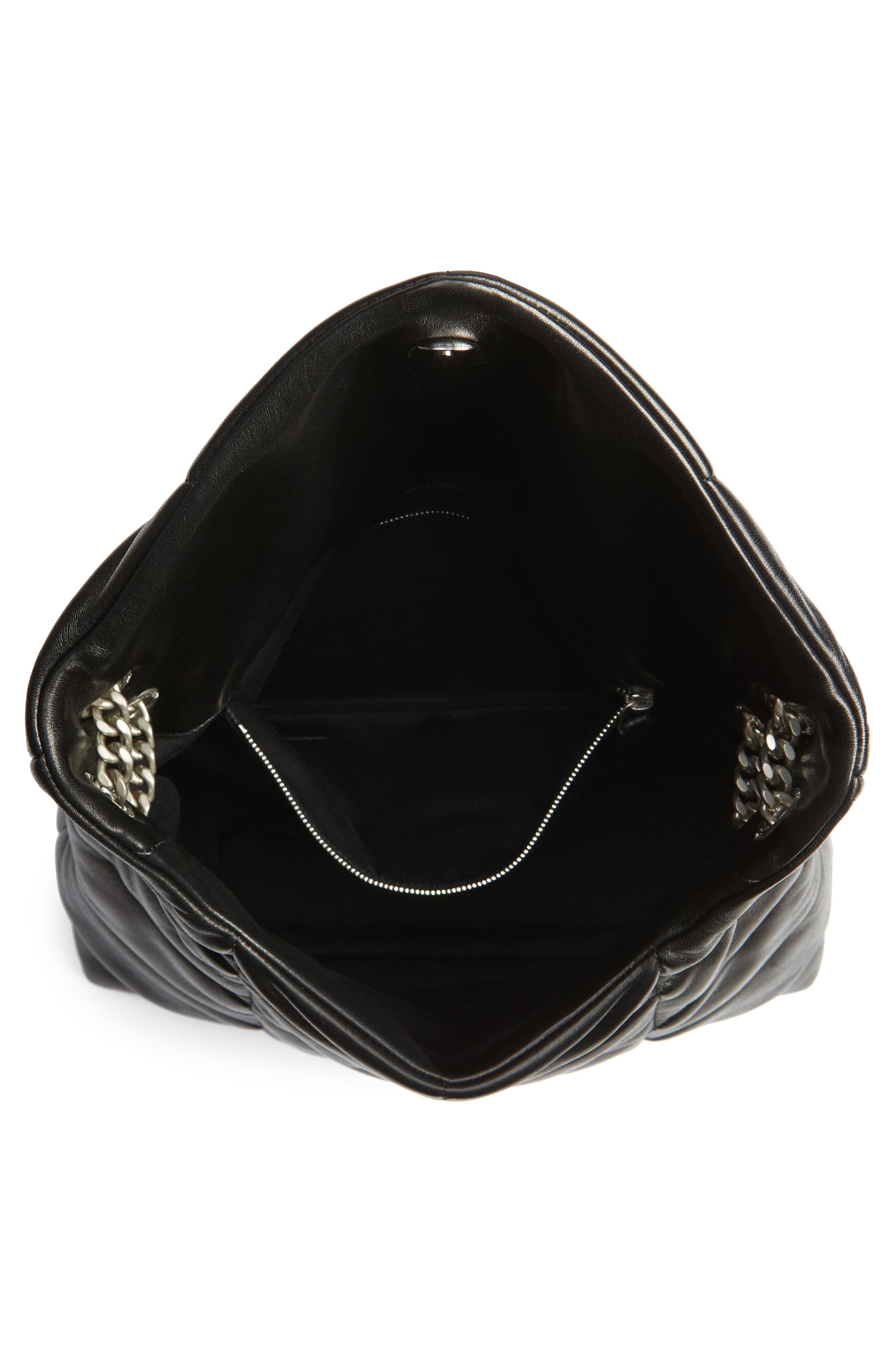 Saint Laurent Medium Lou Leather Puffer Bag, Alternate, color, Noir